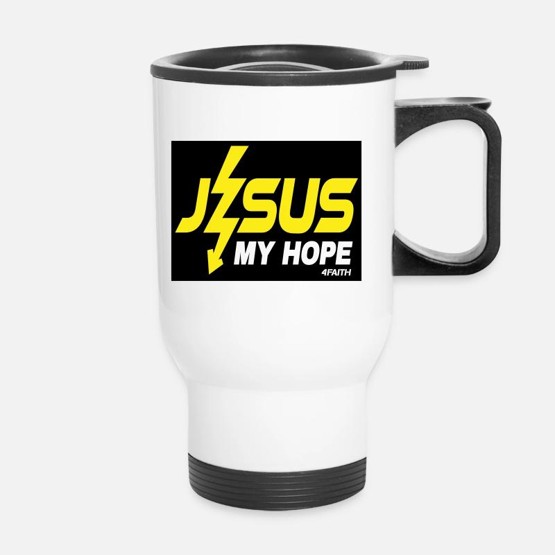 Jesus meine Hoffnung - Thermobecher mit Tragegriff - Weiß