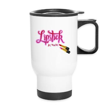 Rouge à lèvres amoureux - Tasse isotherme avec poignée - blanc - Devant