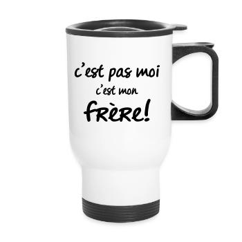 c'est pas moi c mon frère - Tasse isotherme avec poignée - blanc - Devant