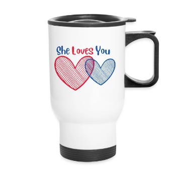 She loves you - Thermal mug with handle - white - Front
