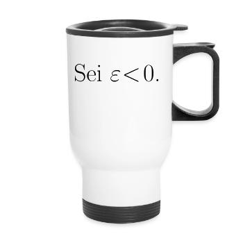Sei epsilon < 0. Geschenk Idee - Thermobecher mit Tragegriff - Weiß - Vorne