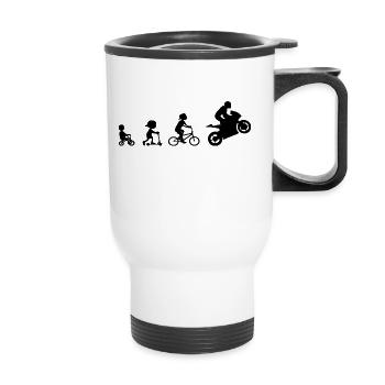 Evolution Biker- Entwicklung Supersportler 1 - Thermobecher mit Tragegriff - Weiß - Vorne
