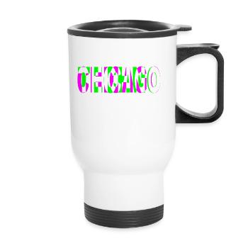 techno chicago DJ Raver Logo - Tasse isotherme avec poignée - blanc - Devant