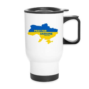 Pray For Ukraine - Thermal mug with handle - white - Front