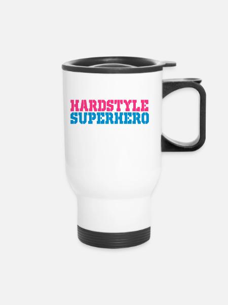 Hardstyle Superheld - Thermobecher mit Tragegriff - Weiß