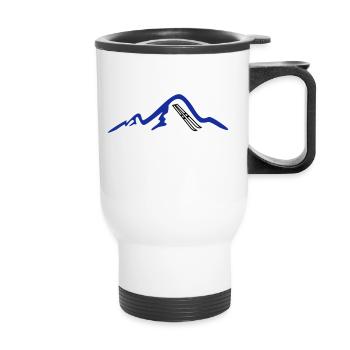 Berge und Ski - Thermobecher mit Tragegriff - Weiß - Vorne