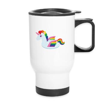 Cute Unicorn With Wings Pool Float - Thermal mug with handle - white - Front