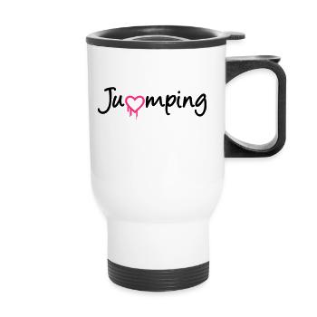 jumping trampoline girl jump jump gift - Thermal mug with handle - white - Front