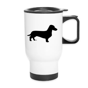 Silhouette de teckel à poil court - Tasse isotherme avec poignée - blanc - Devant