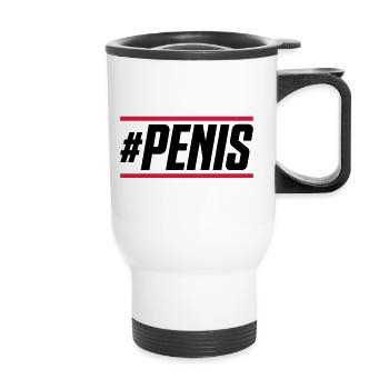 penis hashtag - Thermobecher mit Tragegriff - Weiß - Vorne