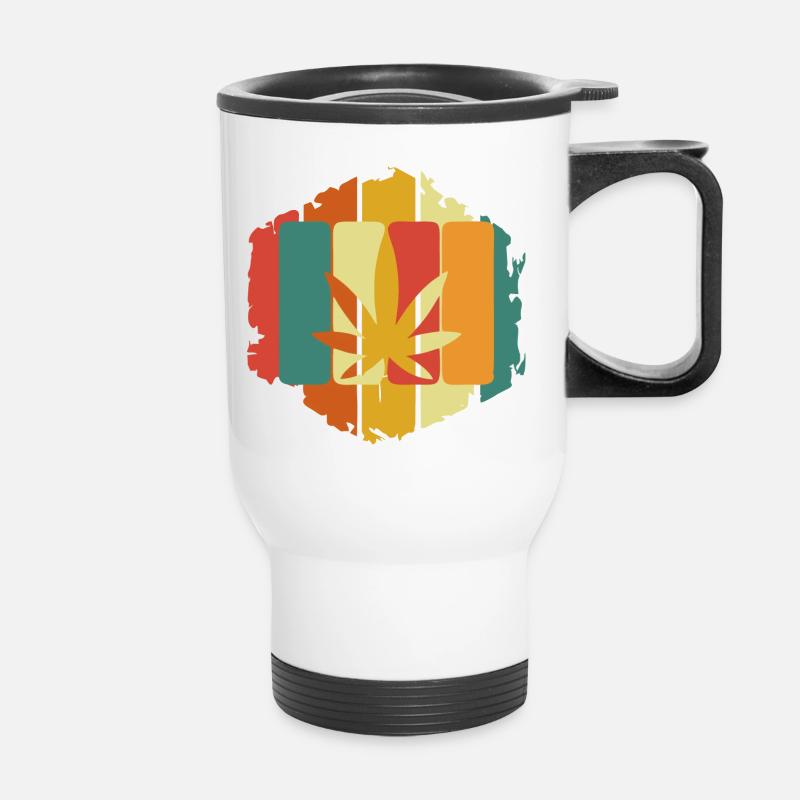 Grass Jamaica colors hemp leaf motif grass gift - Thermal mug with handle - white