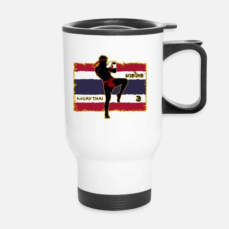 Muay Thai - Thermobecher mit Tragegriff - Weiß