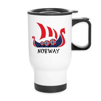 Navire Viking Norvège cadeau - Tasse isotherme avec poignée - blanc - Devant