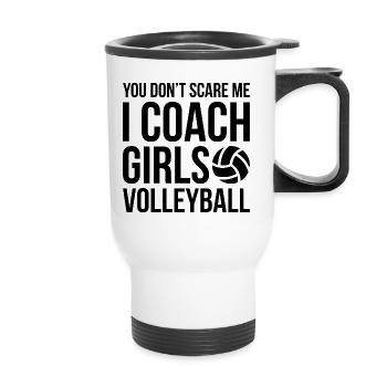 I coach Girls Volleyball Trainer Geschenk - Thermobecher mit Tragegriff - Weiß - Vorne