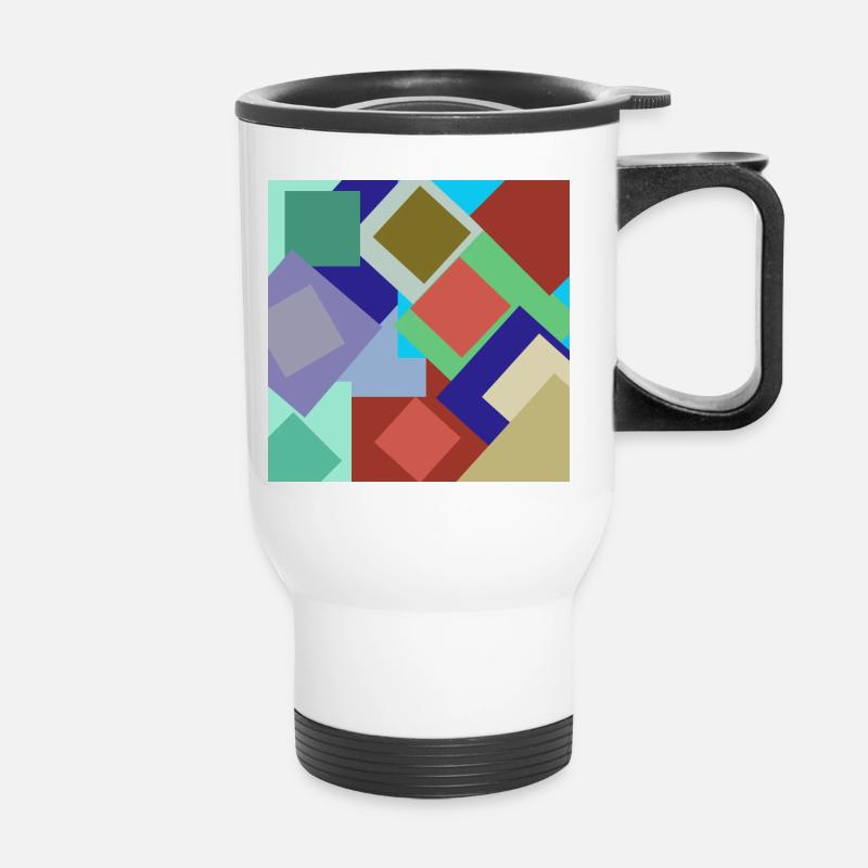 Squares and squares. - Thermal mug with handle - white