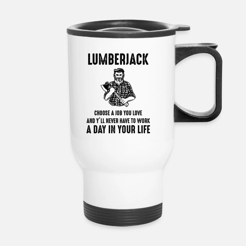 Lumberjack - Thermal mug with handle - white