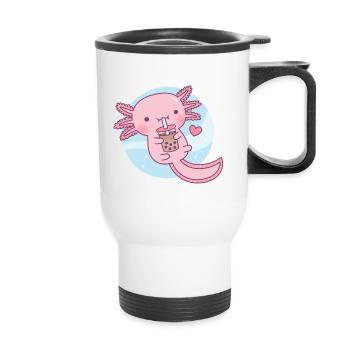 Cute Axolotl Loves Bubble Tea - Thermal mug with handle - white - Front