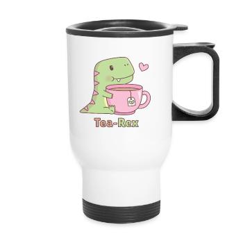 Mignon thé de dinosaure Rex Pun Doodle - Tasse isotherme avec poignée - blanc - Devant