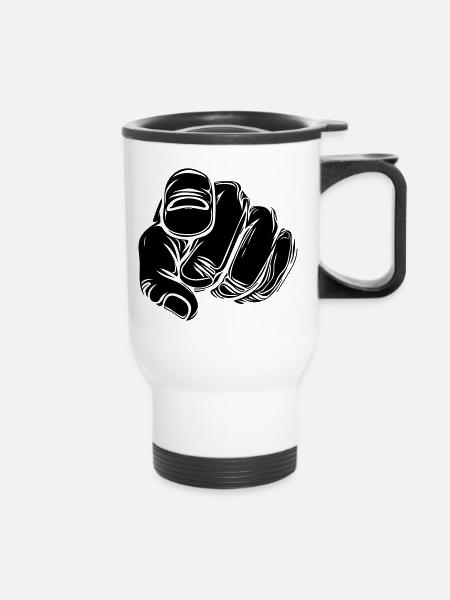 Zeigefinger mit Vector Hand - Thermobecher mit Tragegriff - Weiß