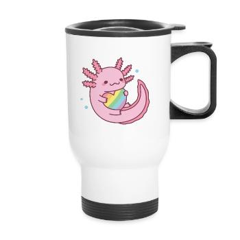 Cute Axolotl Rainbow Heart Pride - Thermal mug with handle - white - Front
