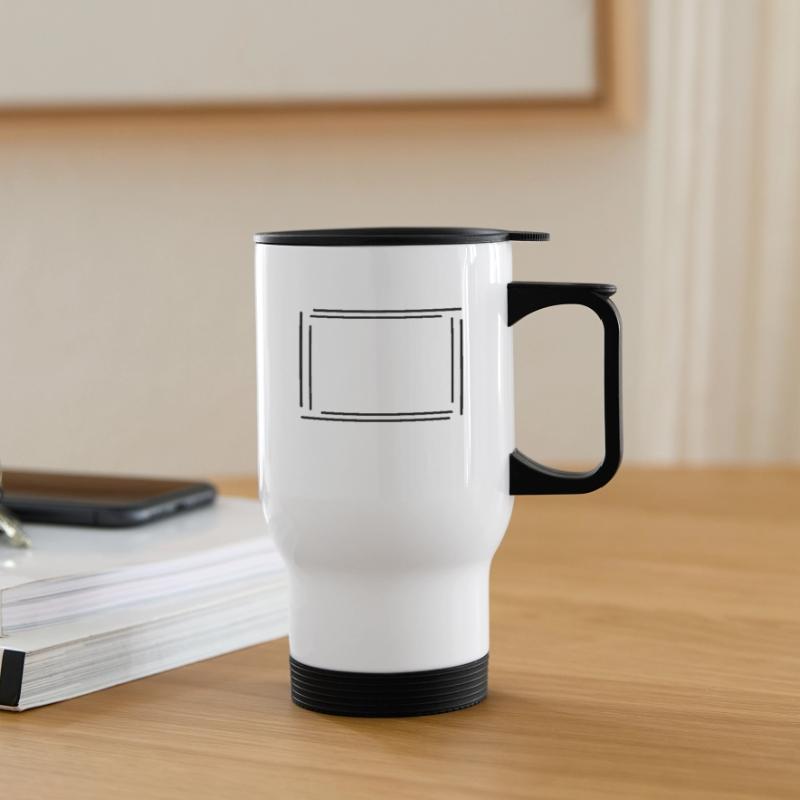 Rectangular frame with black lines Thermal mug with handle