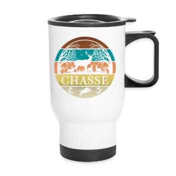Chasse, chasseur de sangliers, chevreuils, cerfs - Tasse isotherme avec poignée - blanc - Devant
