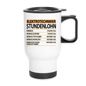Elektrotechniker Elektrotechnik lustig Spruch - Thermobecher mit Tragegriff - Weiß - Vorne
