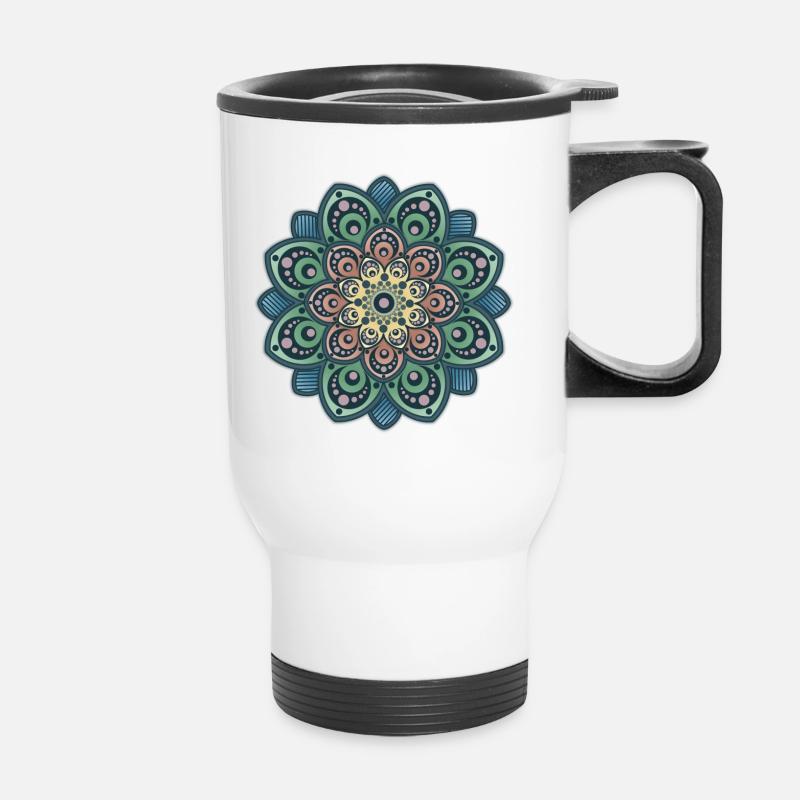 Mandala flower - Thermal mug with handle - white