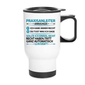 Praxisanleiter Praxisanleitung Abschiedsgeschenk - Thermobecher mit Tragegriff - Weiß - Vorne