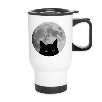 Chat dans la lune - Tasse isotherme avec poignée - blanc - Devant