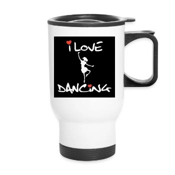Adoro ballare - Tazza termica con manico per il trasporto - bianco - Fronte
