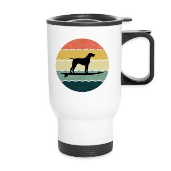 German Shorthaired Pointer Dog Surfing Sea Waves - Thermal mug with handle - white - Front