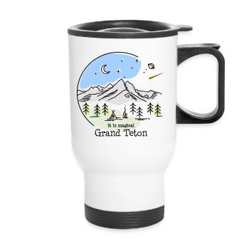 Grand Teton Mountain Range Mountains Wyoming États-Unis - Tasse isotherme avec poignée - blanc - Devant