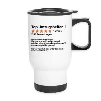 Dankeschön Danke Umzugshelfer Umzugsunternehmen - Thermobecher mit Tragegriff - Weiß - Vorne