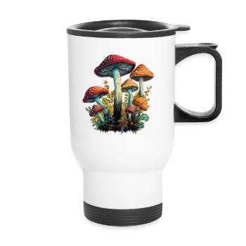Mushrooms Toadstools - Thermal mug with handle - white - Front