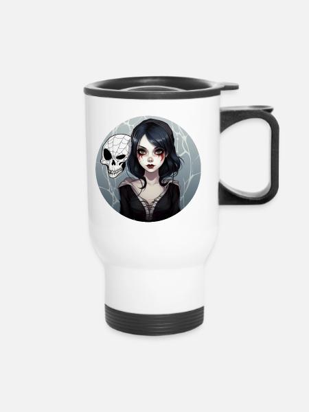 Gothic Mädchen - Thermobecher mit Tragegriff - Weiß