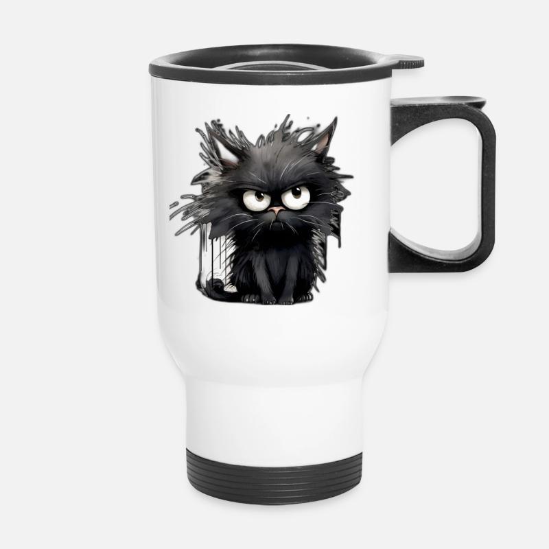Moody Cat - Thermal mug with handle - white