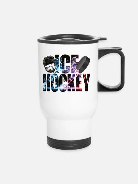 Icehockey - Thermobecher mit Tragegriff - Weiß