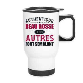 Authentisches gutaussehendes Kind - Thermobecher mit Tragegriff - Weiß - Vorne