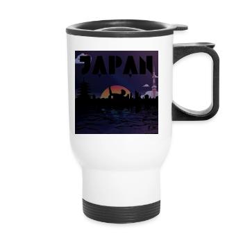 Japan Skyline Retro Galaxy - Thermobecher mit Tragegriff - Weiß - Vorne