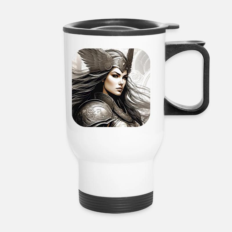 Stolze Wikingerin Germanin Schildmaid - Thermobecher mit Tragegriff - Weiß