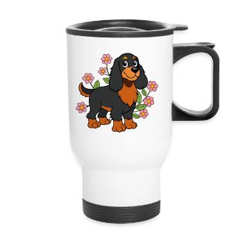 Kleiner Gordon Setter - Thermobecher mit Tragegriff - Weiß - Vorne