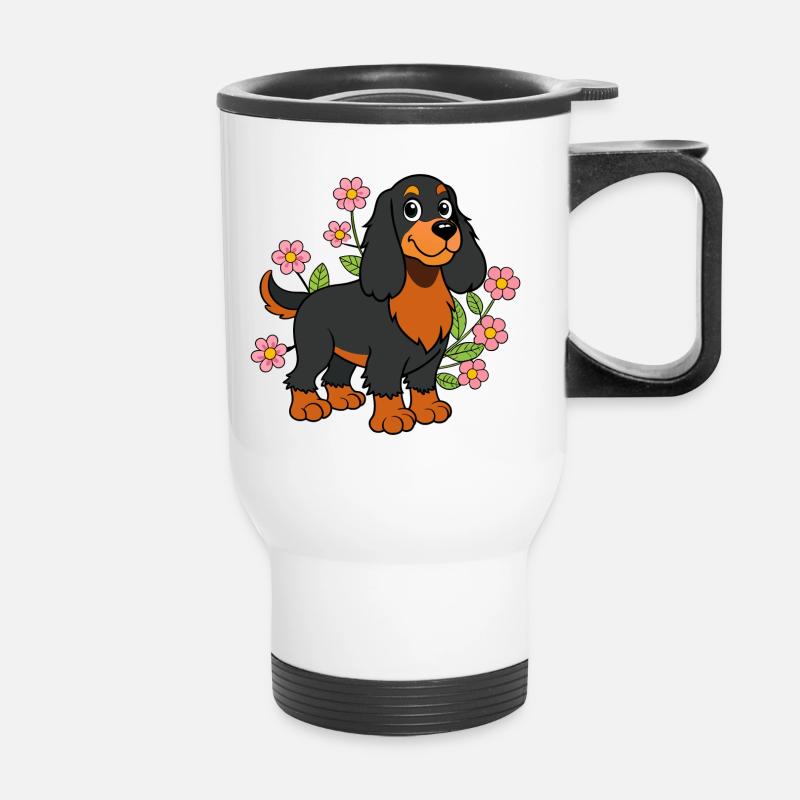 A little Gordon setter - Thermal mug with handle - white