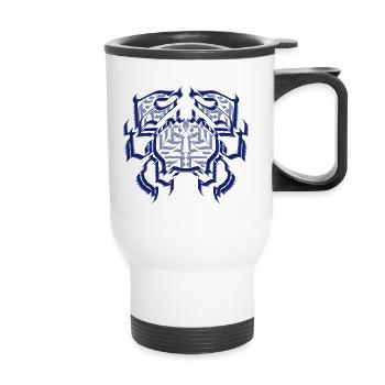 Crab Drawing Style Tattoo Calligraphy - Thermal mug with handle - white - Front