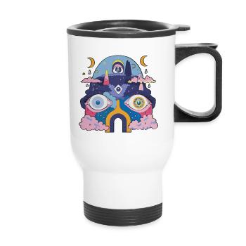 Psychedelic robot - Thermal mug with handle - white - Front