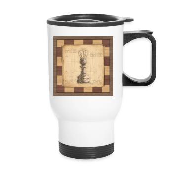 Schach König / Königin. Altmodischer vintage Stil. - Thermobecher mit Tragegriff - Weiß - Vorne