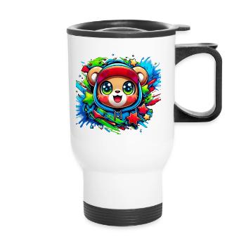 Graffiti bébé ourson - Tasse isotherme avec poignée - blanc - Devant
