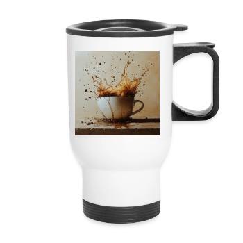 Kaffeetasse Explosion - Thermobecher mit Tragegriff - Weiß - Vorne