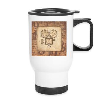 Vintage Movie Projector Film Director Actor - Thermal mug with handle - white - Front