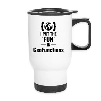 GeoFunctions GIS Programming Developer Fun - Thermal mug with handle - white - Front